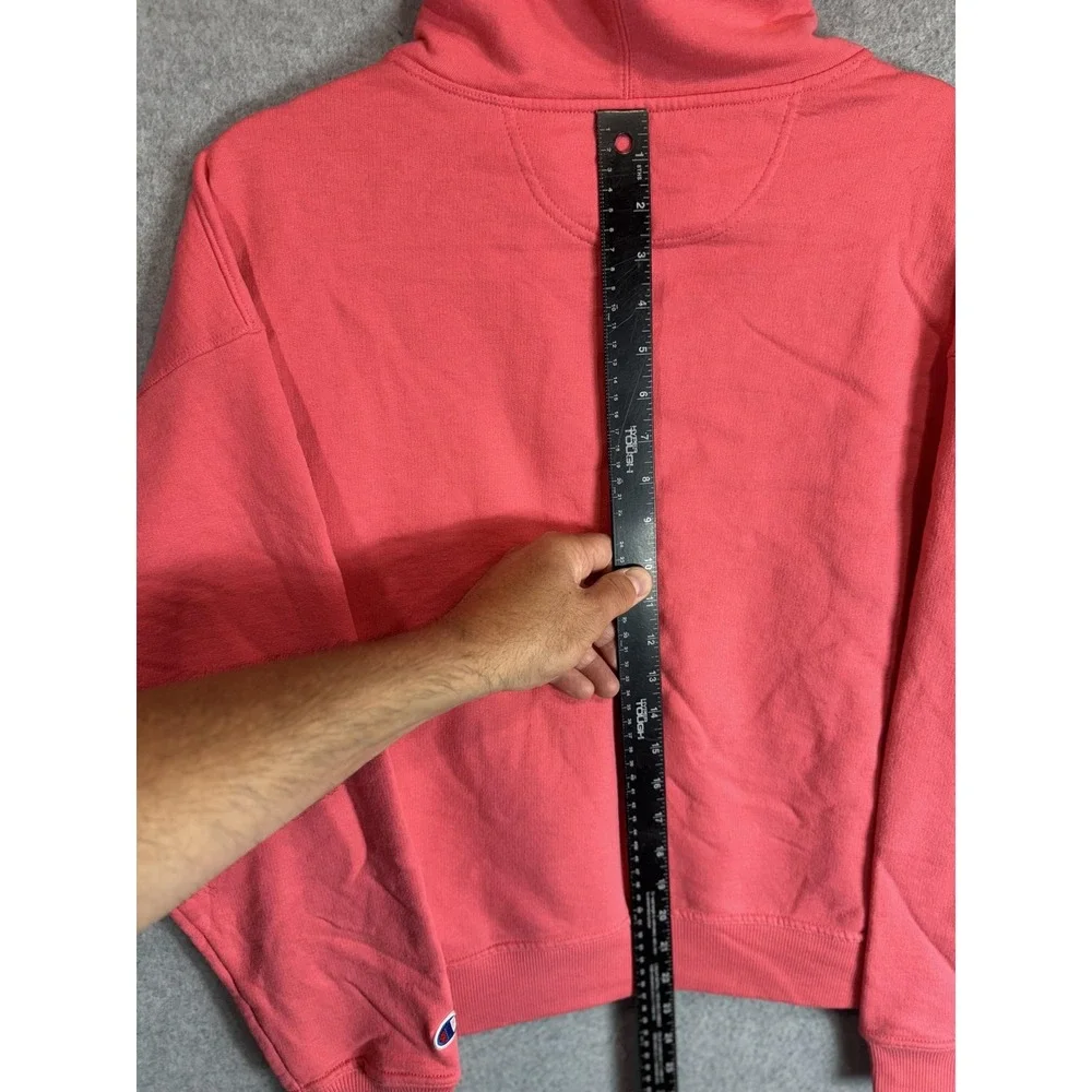 Champion Hoodie Mens Medium Pink Pullover Authentic Athleticwear Spell Out Logo